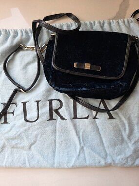 Furla Navy Velvet Crossbody Bag